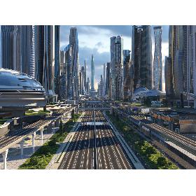 Future City. Day. Main Street 3D model